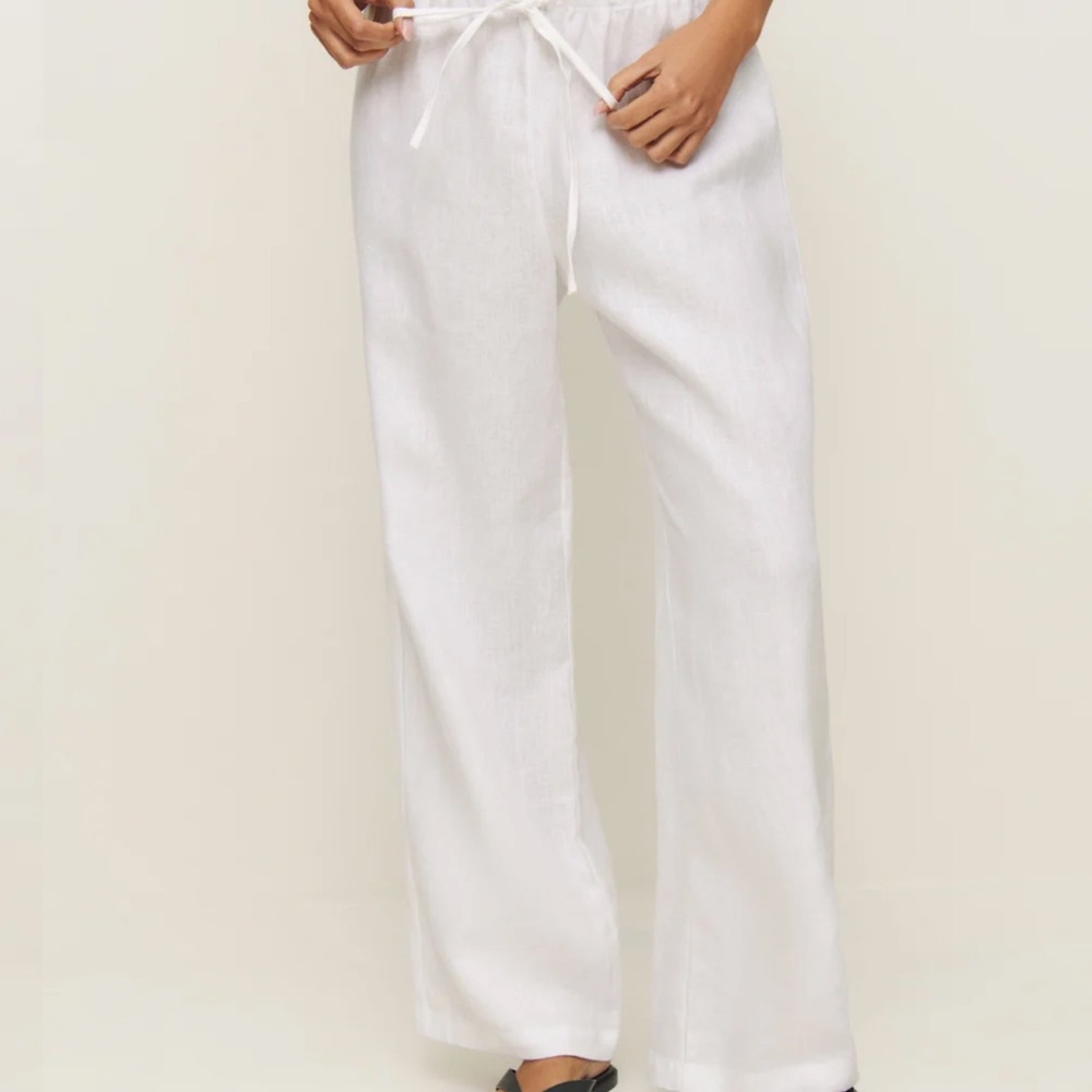 Reformation White Wide Leg Pants
